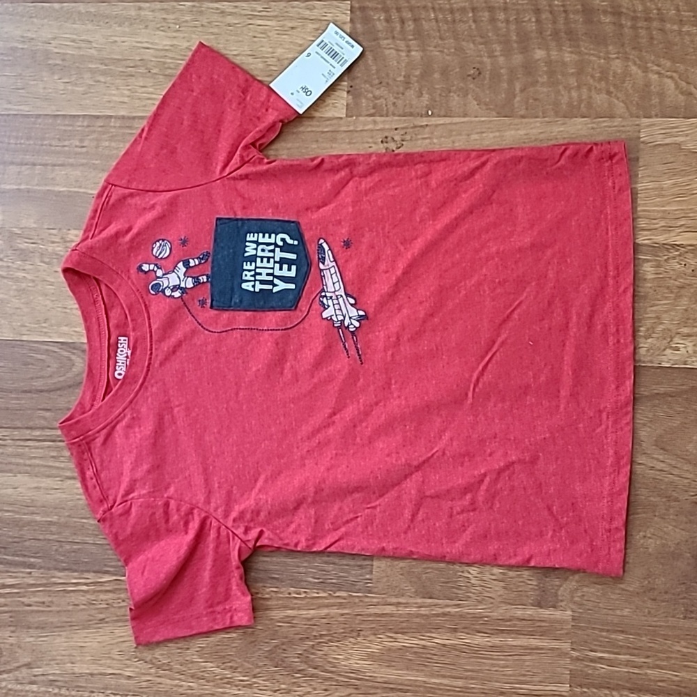OshKosh Red Graphic Pocket Tee Astronaut Size 6